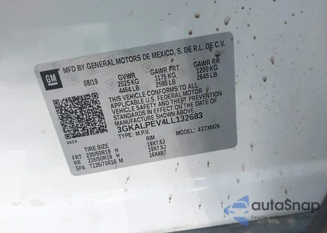 2020 GMC Terrain Fwd Slt z USA, uszkodzony, nr VIN 3GKALPEV4LL132683